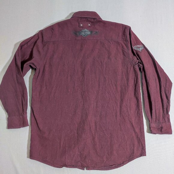 Harley-Davidson casual button down shirt men's L maroon embroidered brand name - Picture 3 of 15